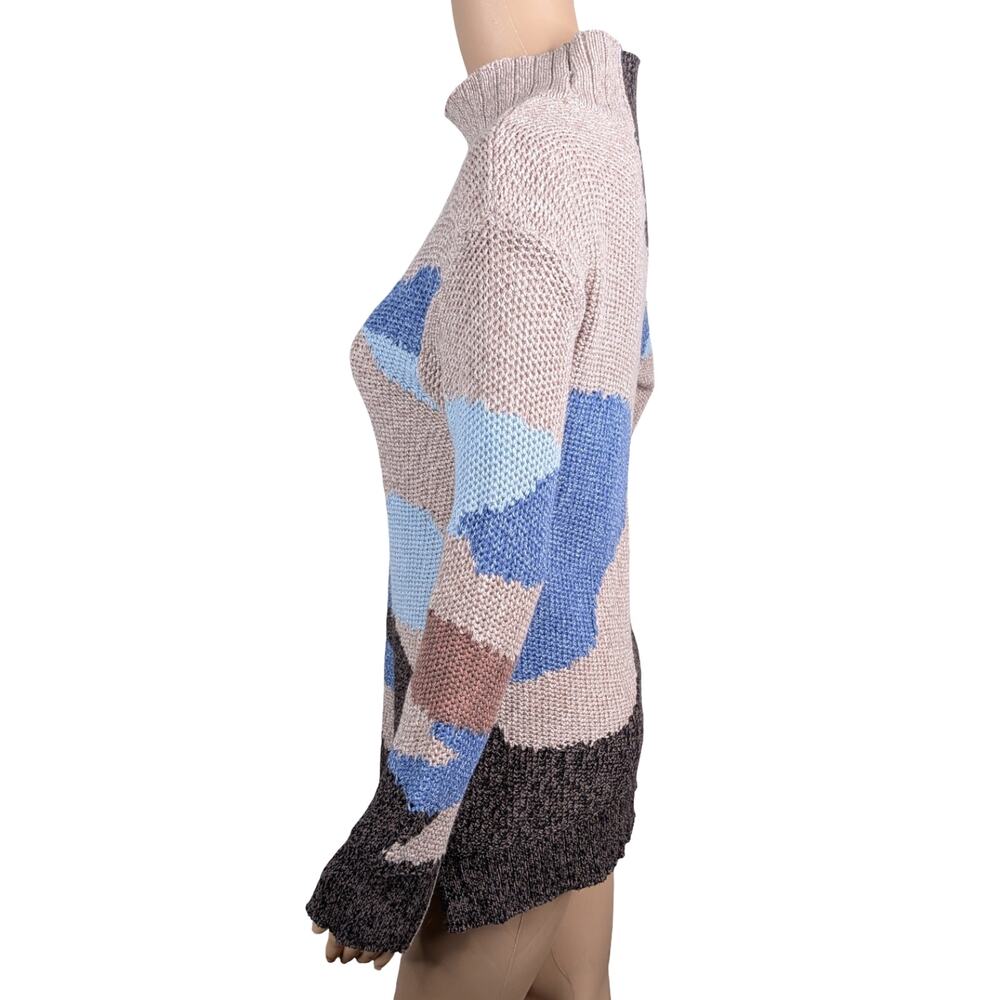 Nic + Zoe Winter Waves Mock Neck Sweater XS Earthy Abstract Knit Pullover EUC - Picture 10 of 13
